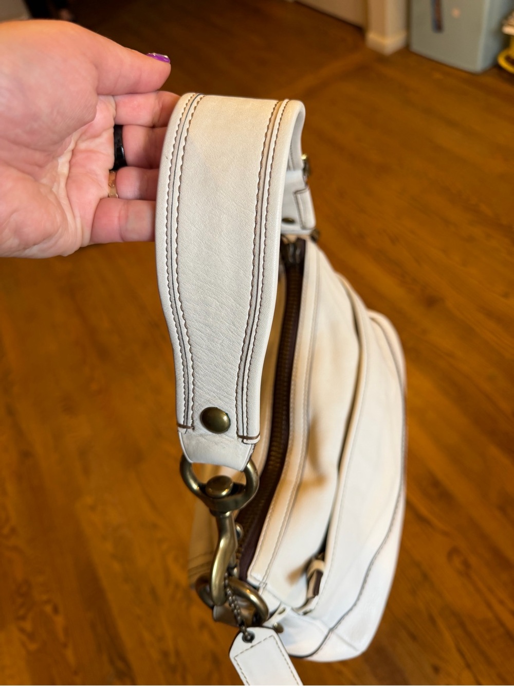 Coach White 65th Anniversary Legacy Leather Double-Front Pocket Shoulder Bag - Picture 8 of 13